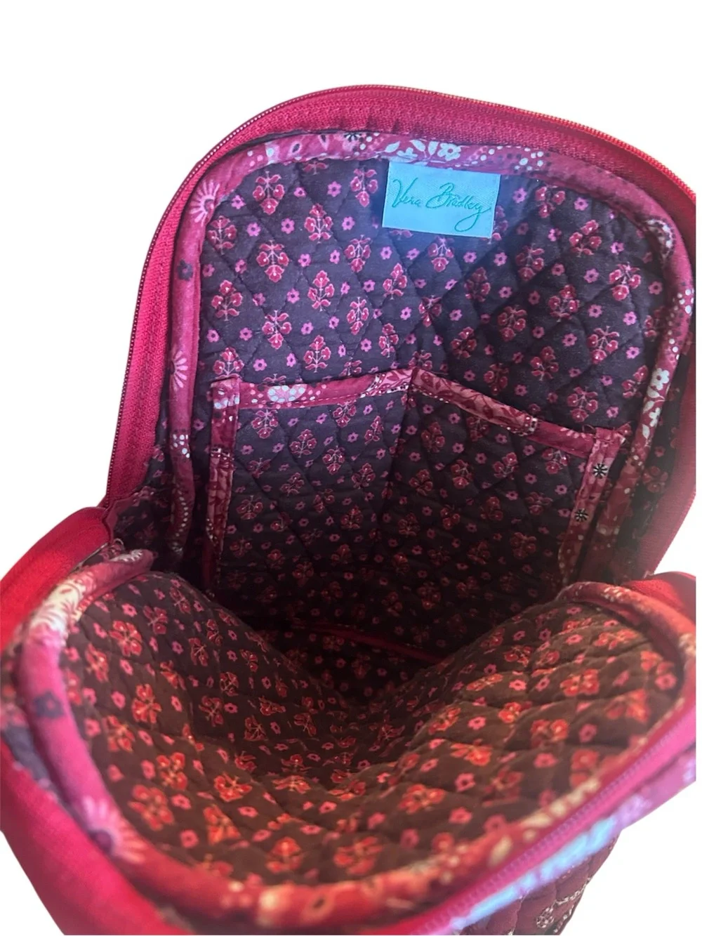 Vera Bradley Mesa Red Paisley Quilted Backpack